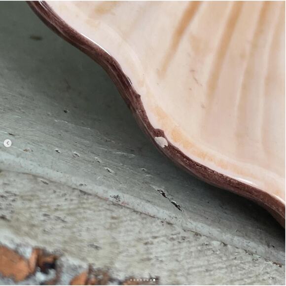 Vintage Fitz & Floyd Chip and Dip Clam Shell Bowl Striped Seashell Beach Pottery - Picture 8 of 8